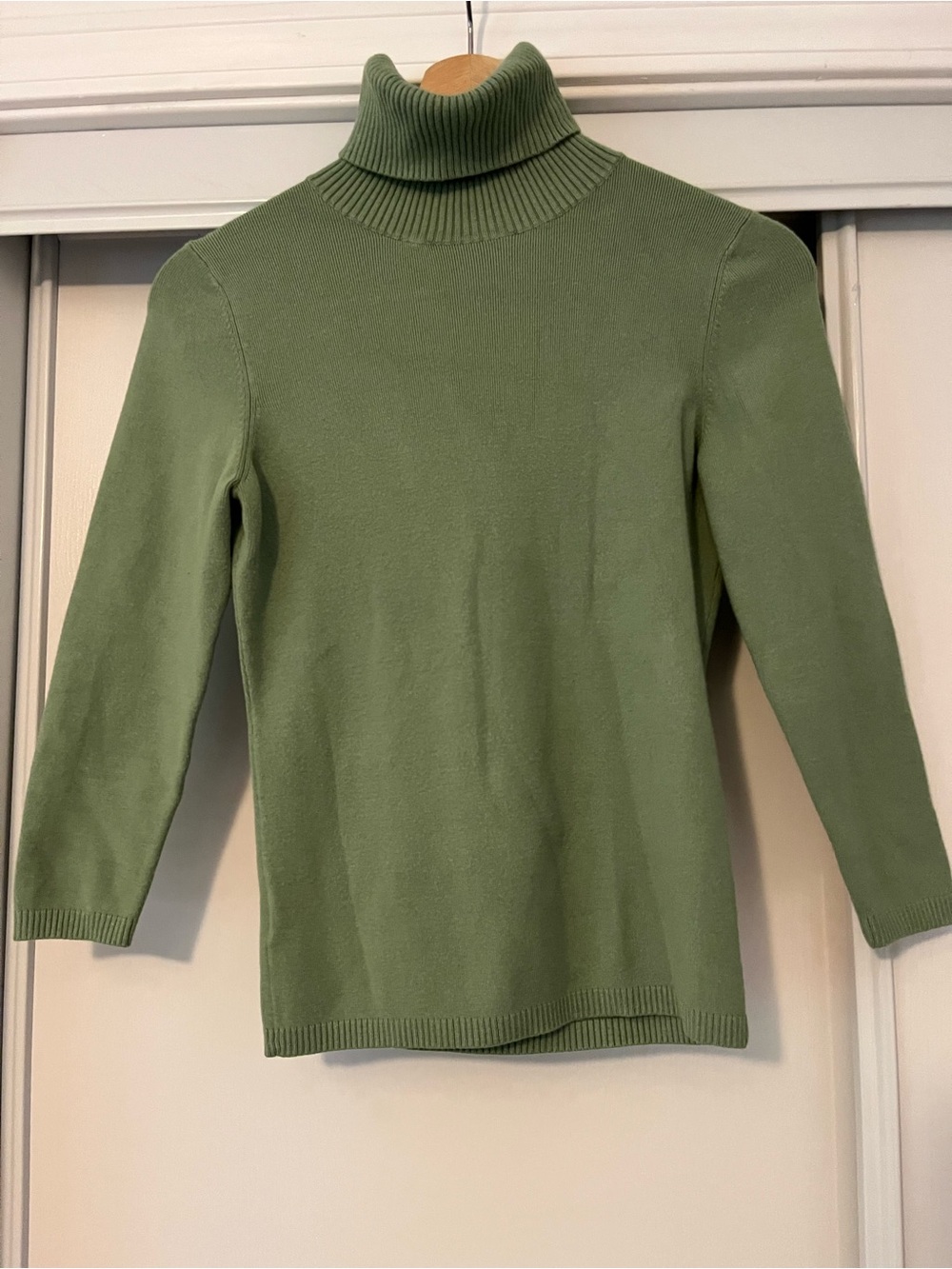 LOFT Sage Green Ribbed Turtleneck Sweater